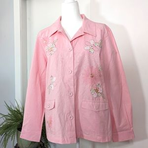 Alfred Dunner Embroidered Pink Jacket